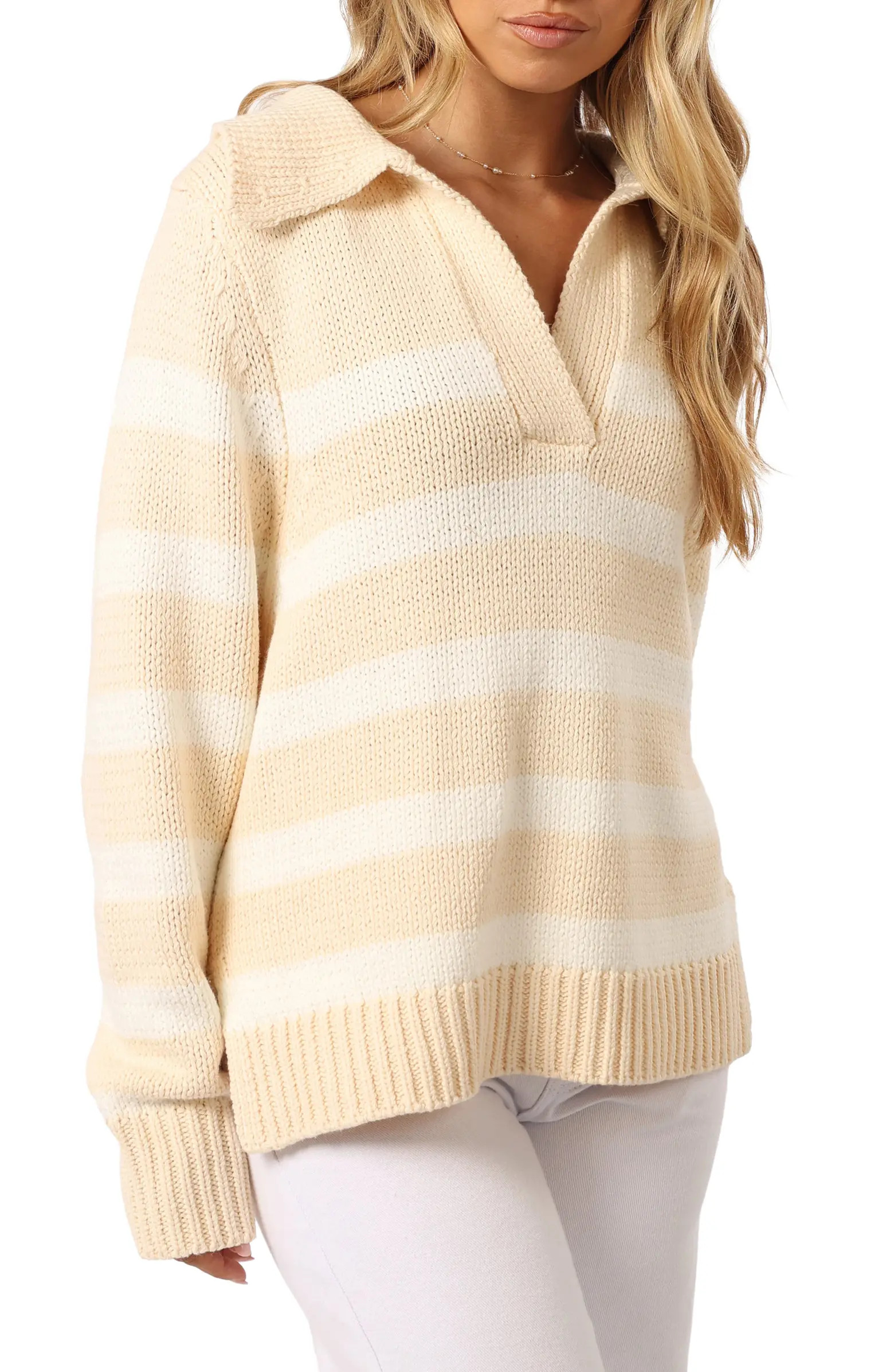 Petal & Pup Shea Stripe Johnny Collar Sweater | Nordstromrack | Nordstrom Rack