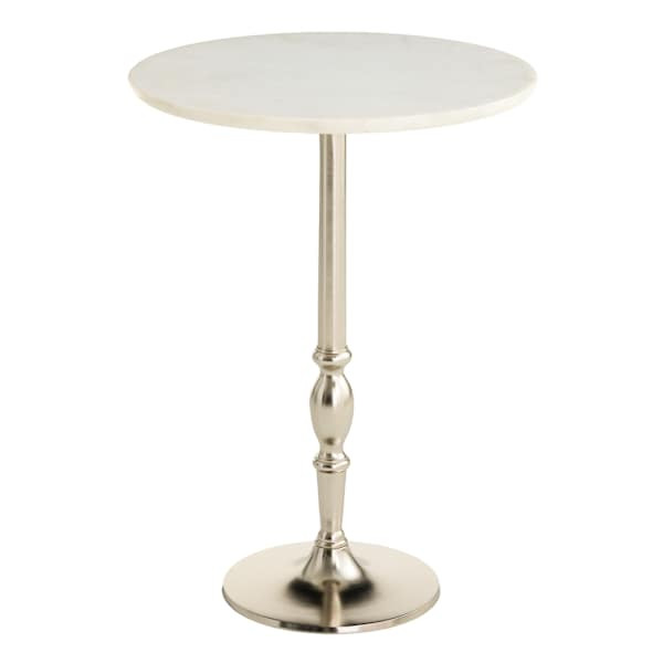 Timmothy Metal & Stone Accent Table, White | At Home