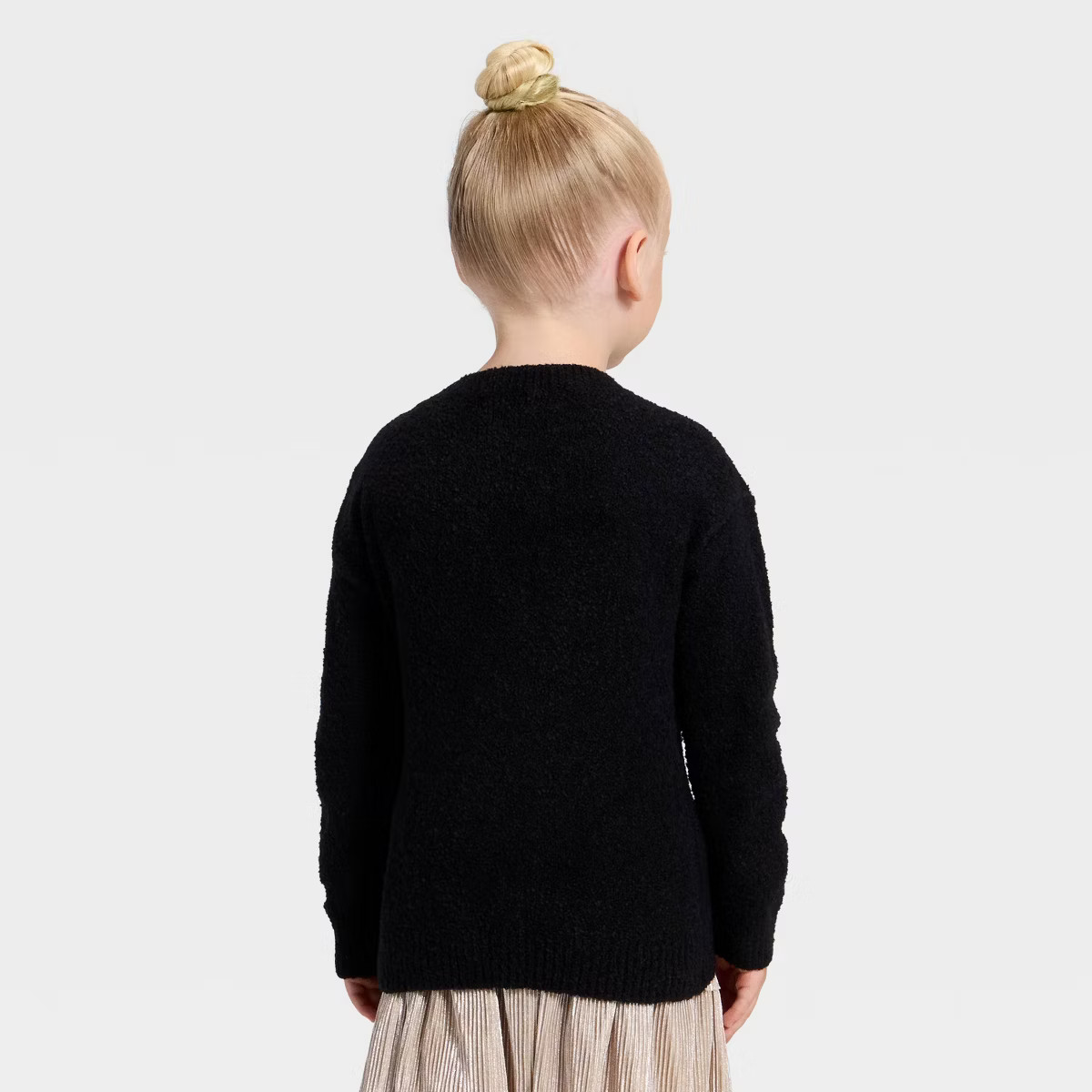 Toddler Girls' Jacquard Crewneck Pullover Sweater - Cat & Jack™ Black | Target