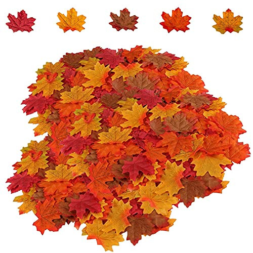 HENMI 500PCS Artificial Maple Leaves 5 Assorted Mixed Fake Fall Maple Leaf Lifelike Looking Silk Autumn Leaf Garland for Halloween Fall Decor Party Festival Thanksgiving Table Decorations… | Amazon (US)