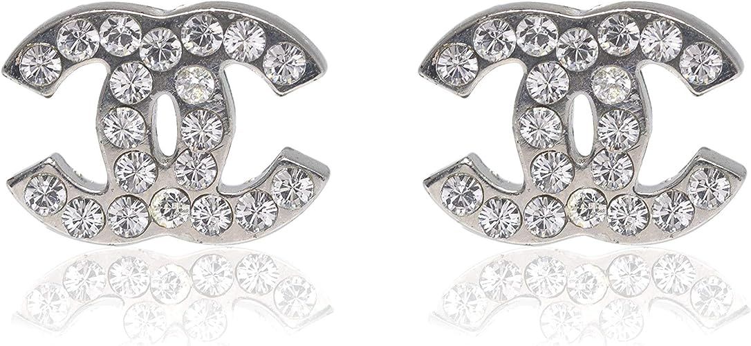 Double C Sterling Silver Diamora CZ Studs Earrings, Fashion Woman Jewellery Beautiful Ear Classic... | Amazon (UK)