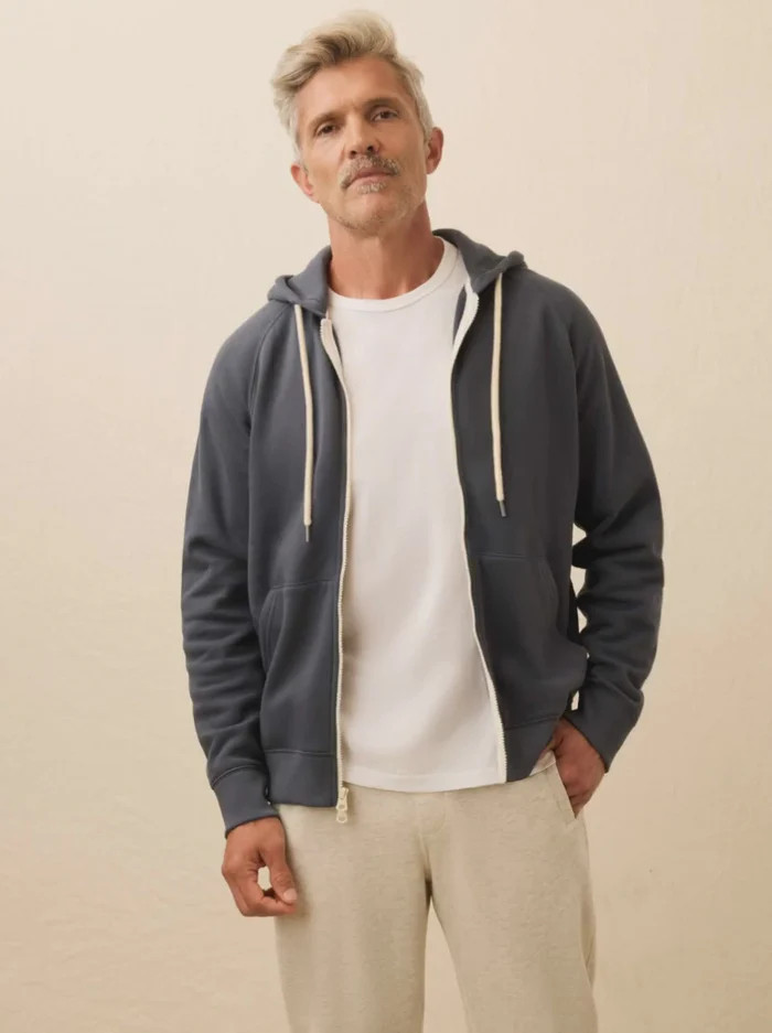 High Standard Fleece Zip Hoodie - Blue Nights | Faherty