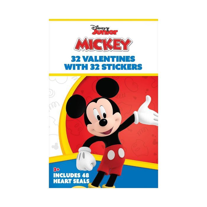 Mickey Mouse 32ct Deluxe Valentine's Day Sticker Kids Exchange Cards | Target
