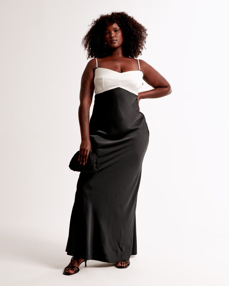 Contrast Bodice Maxi Dress | Abercrombie & Fitch (US)