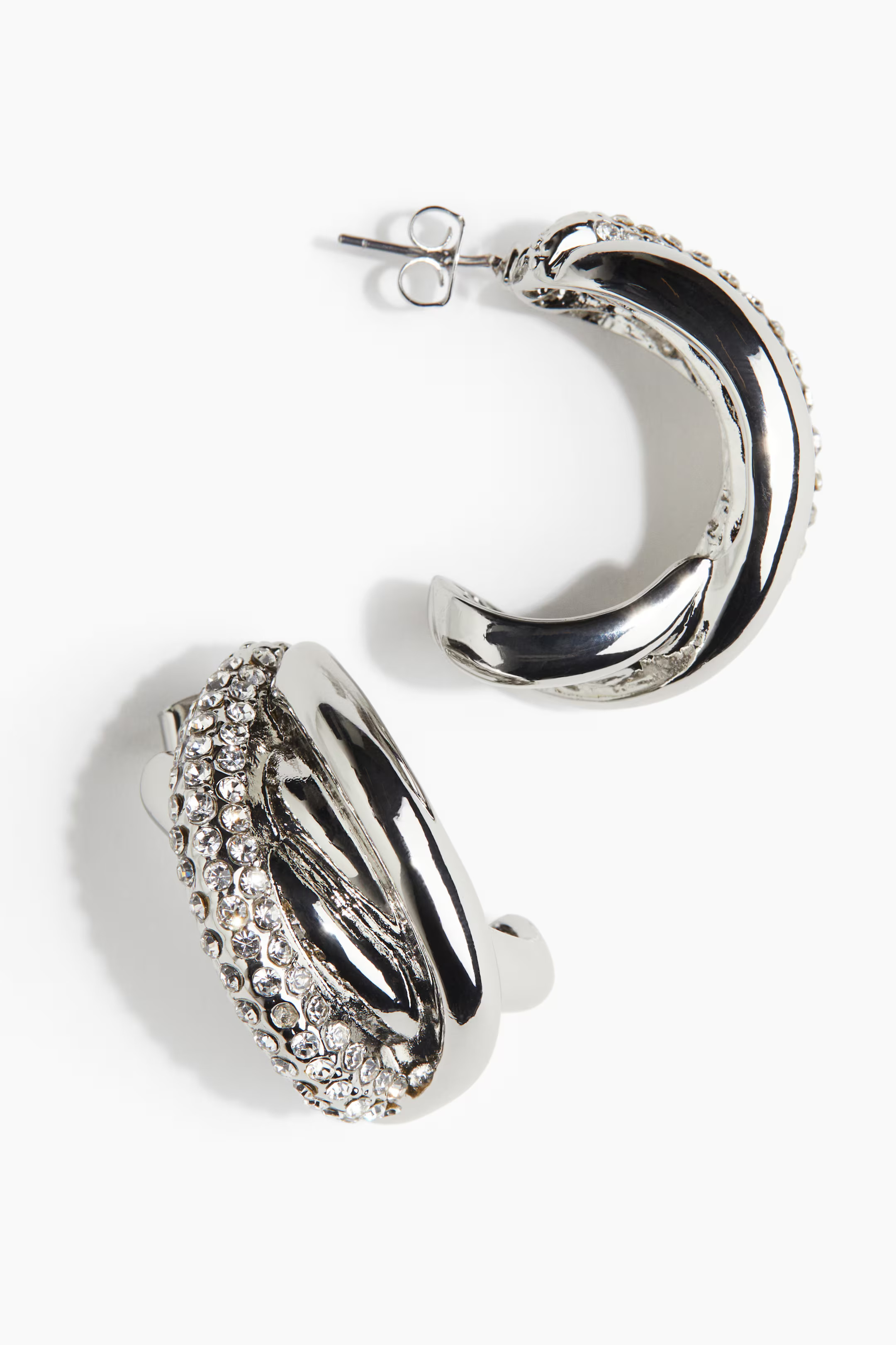 Rhinestone-Embellished Hoop Earrings | H&M (US + CA)