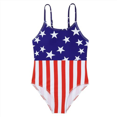 Zando 4T One Piece 4th of July Swimsuit - Cute Toddler Patriotic Bathing Suit Girls 5T Red White and Blue Bikini Sets for Beach Wear Sleeveless American Flag Swim Suits 4-5T M | Amazon (US)