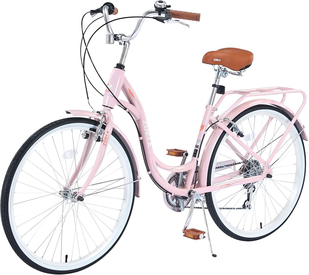 ZUKKA Beach Cruiser Bike for Women 24/26 Inch Ladies Bike 7 Speed Complete Cruiser Bikes with Dua... | Amazon (US)
