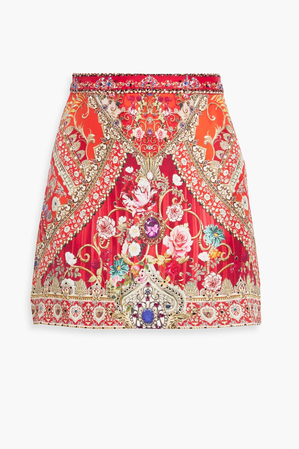 Crystal-embellished printed silk-satin mini skirt | The Outnet (US and CA)