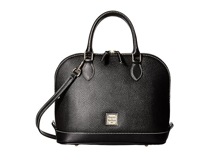 Dooney & Bourke Pebble Zip Zip Satchel (Black/Black) Satchel Handbags | Zappos