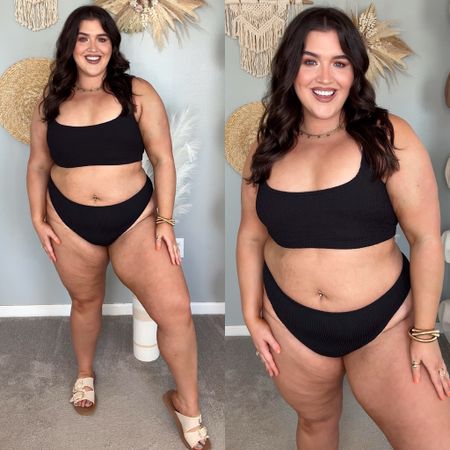 Plus size Summer bikini try on 👙☀️🌊 
Good American black ribbed scoop always fits swimsuit 2XL/3XL 
White cover up size XL 

#LTKStyleTip #LTKSwim #LTKPlusSize