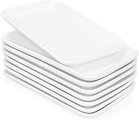 Foraineam Set of 8 Pieces 8 Inch Rectangular Porcelain Platters Dessert, Appetizer, Salad Plates ... | Amazon (US)