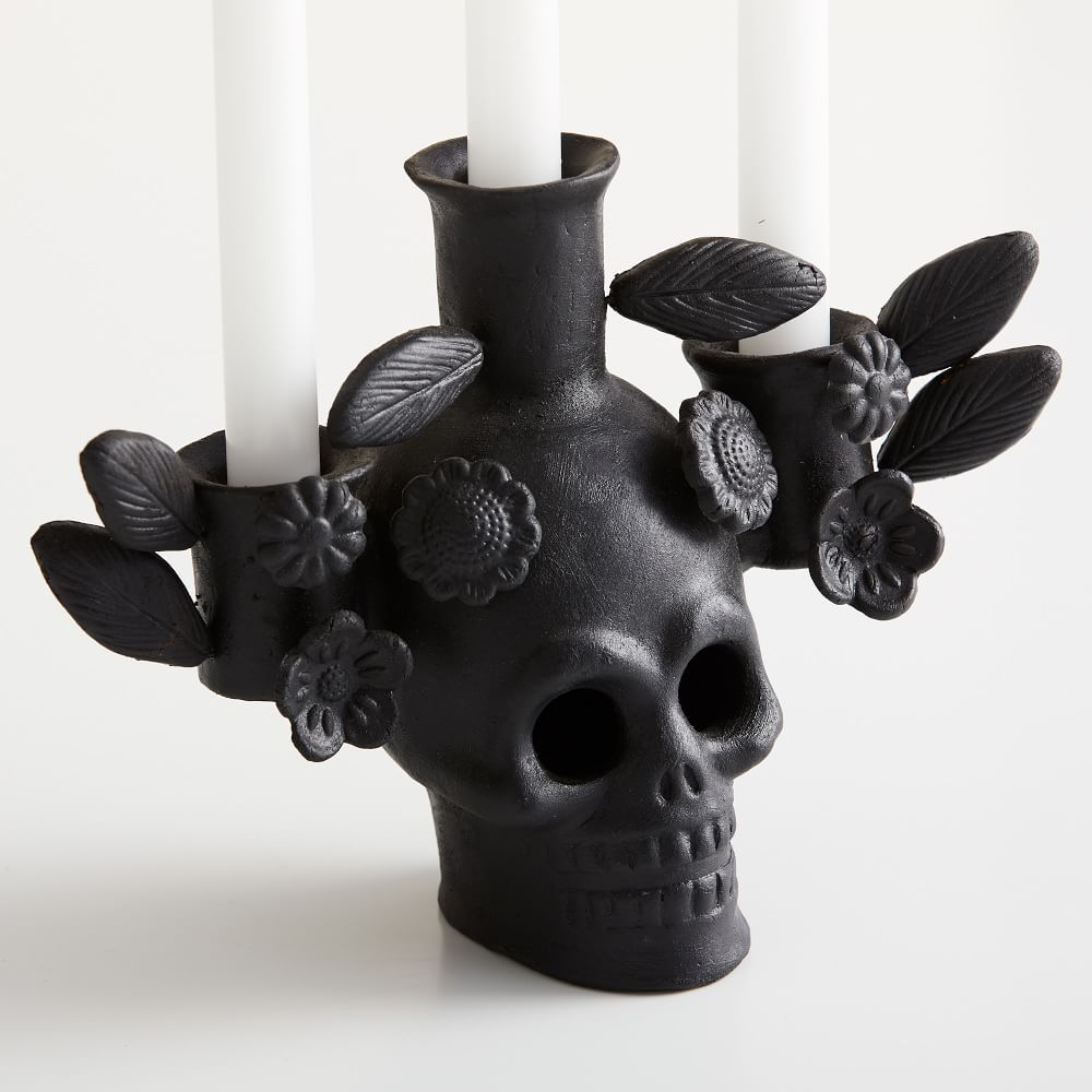 Terracotta Skull Candleabra, Black | West Elm (US)