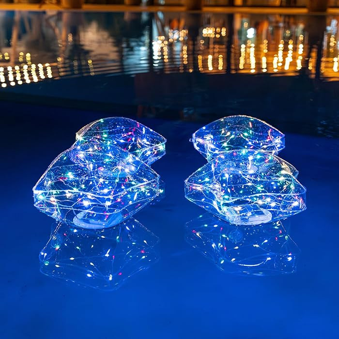 TIALLY Solar Star Lights Outdoor - 14'' Solar Floating Pool Lights, Inflatable & Hangable Outdoor... | Amazon (US)