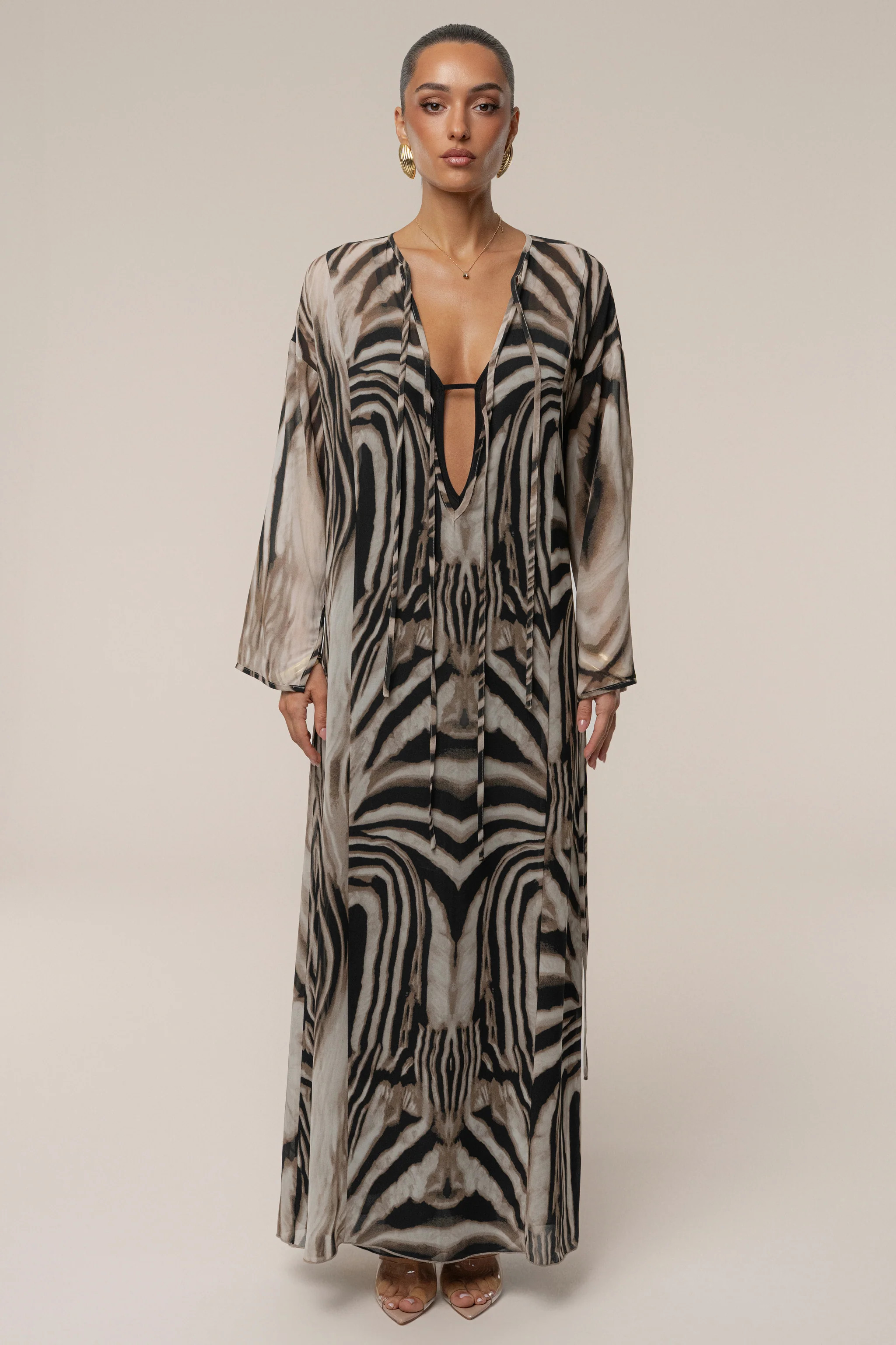 Brown Zebra New Vista Maxi Dress | JLUXLABEL