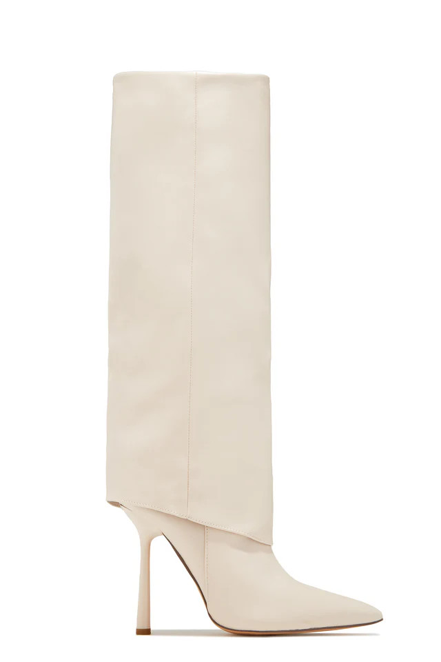 Miss Lola | Kourt Bone Knee High Heel Boots | MISS LOLA