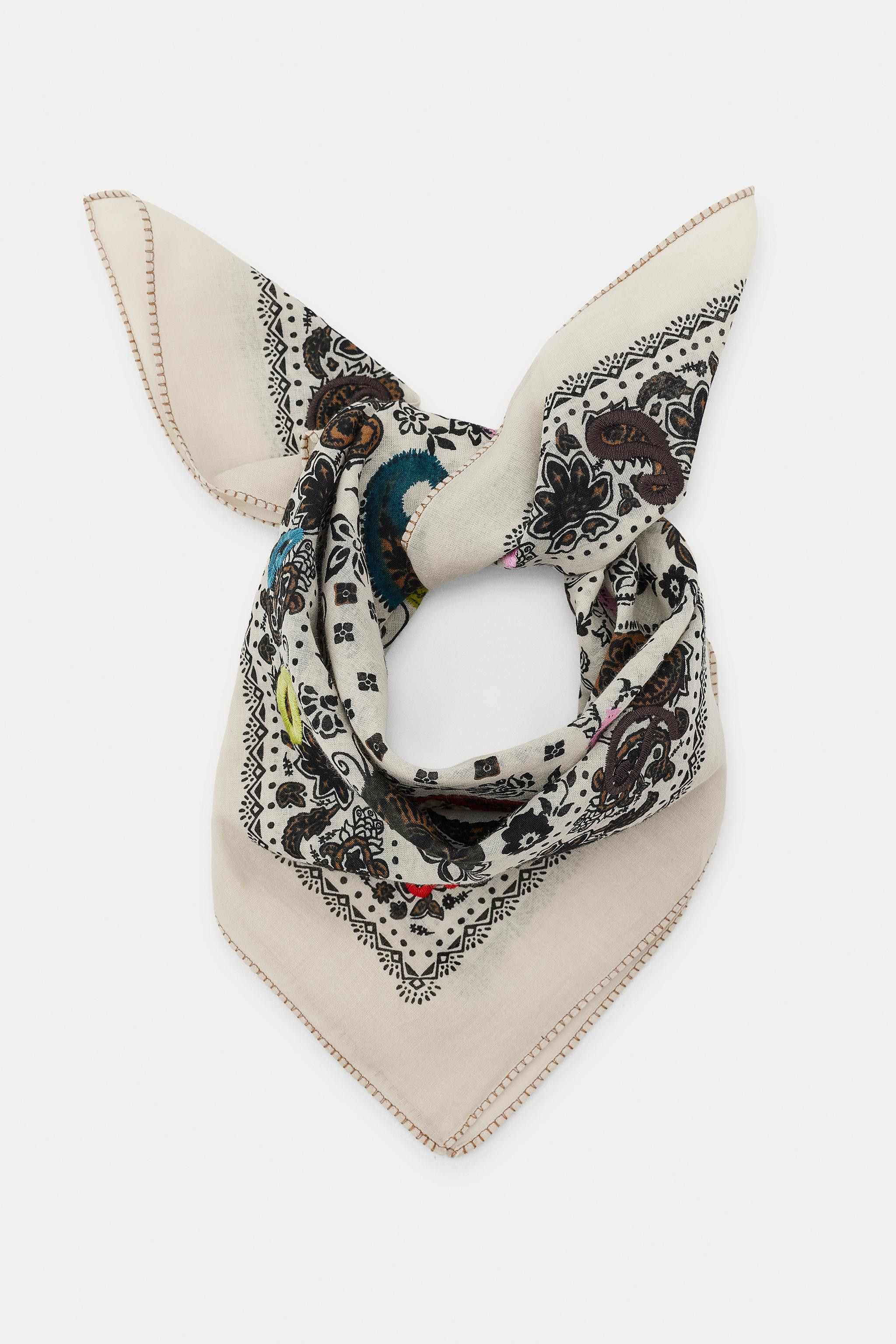 EMBROIDERED PRINTED BANDANA SCARF | Zara US