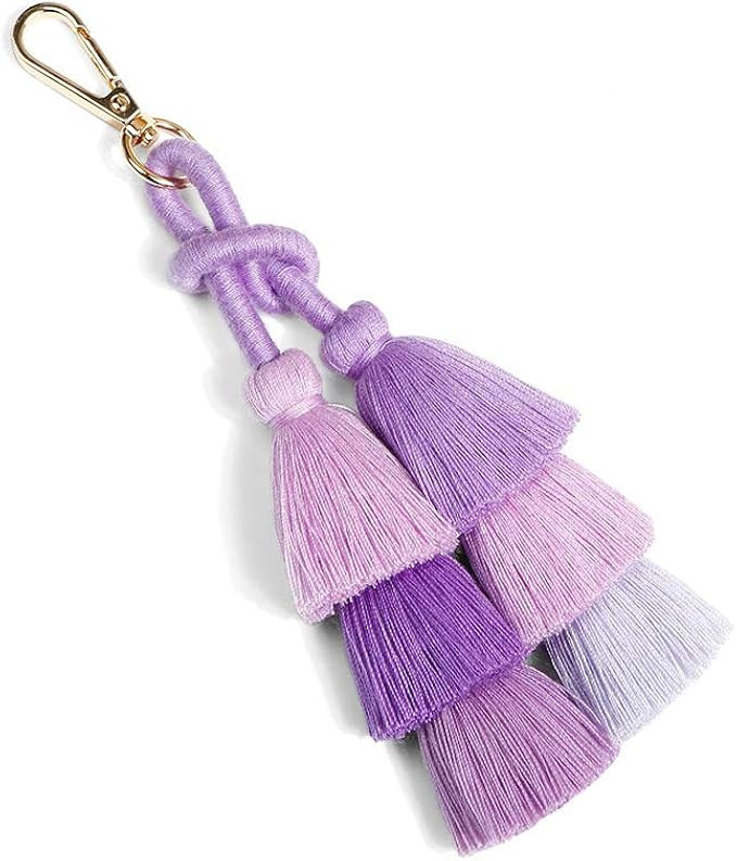 YOEYEZO Colorful Boho Tassel Keychain for Women, Tassel Bag Charm KeyChain for Women, Handbag Pur... | Amazon (US)