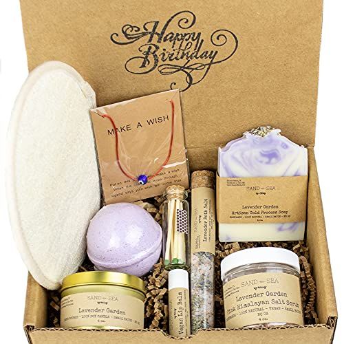 Birthday Gift Baskets for Women - Handmade Lavender Spa Gift Set - Natural Relaxing Spa Self Care... | Amazon (US)