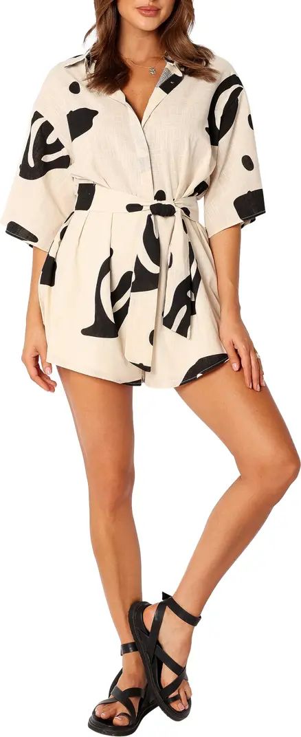 Kellie Abstract Print Cotton Romper | Nordstrom