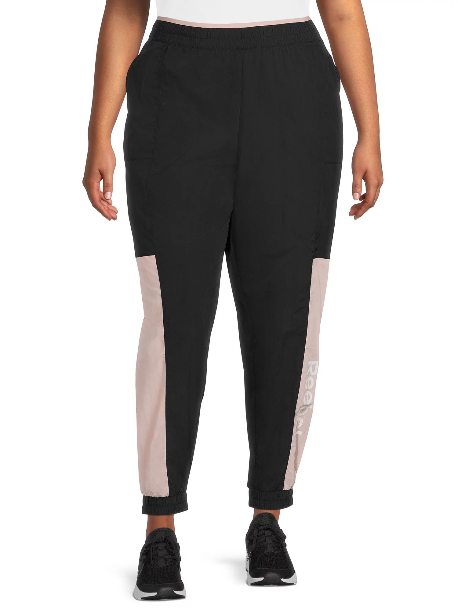 Reebok Women's Plus Size Focus Track Woven Pants with Front Side Pockets and Back Zipper Pocket -... | Walmart (US)