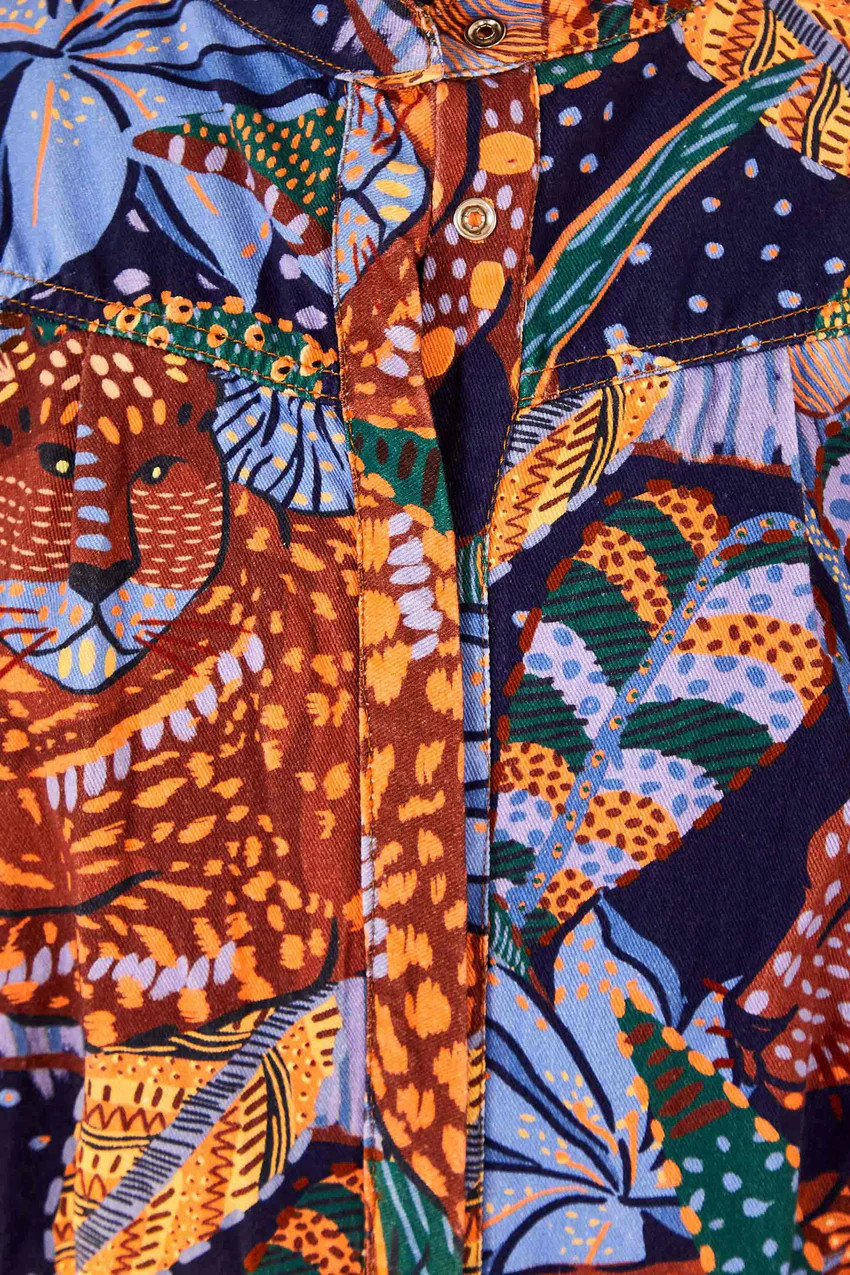 BLUE COOL LEOPARD CANVAS JUMPSUIT | FarmRio (US)