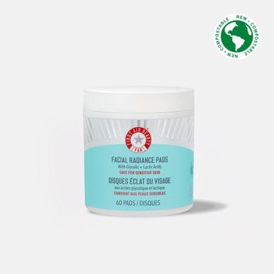 Facial Radiance Pads with Glycolic + Lactic Acids Compostable | First Aid Beauty