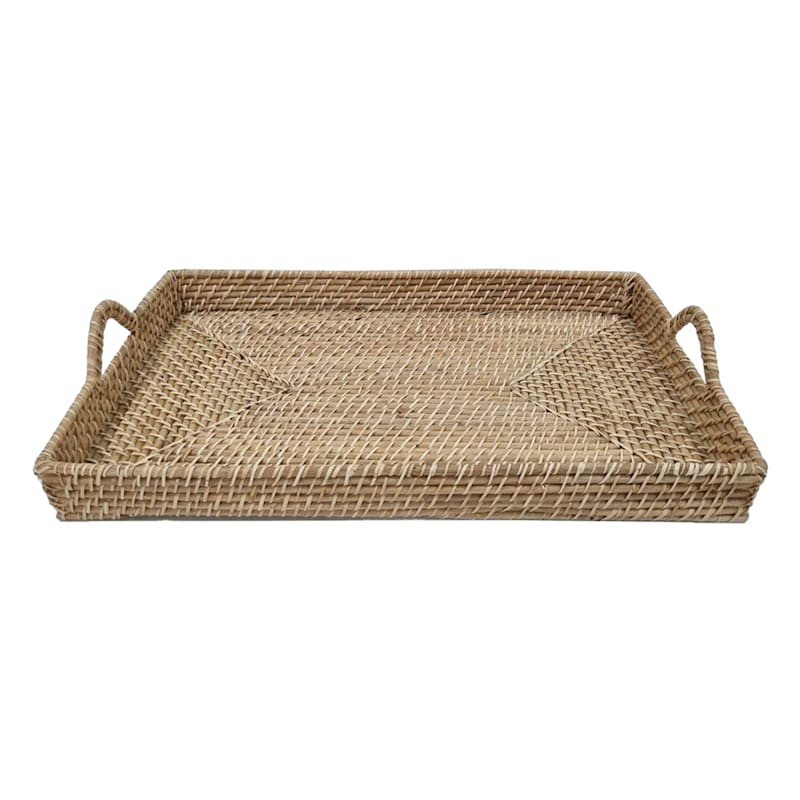 Brown Rattan Tray, 26x16 | At Home
