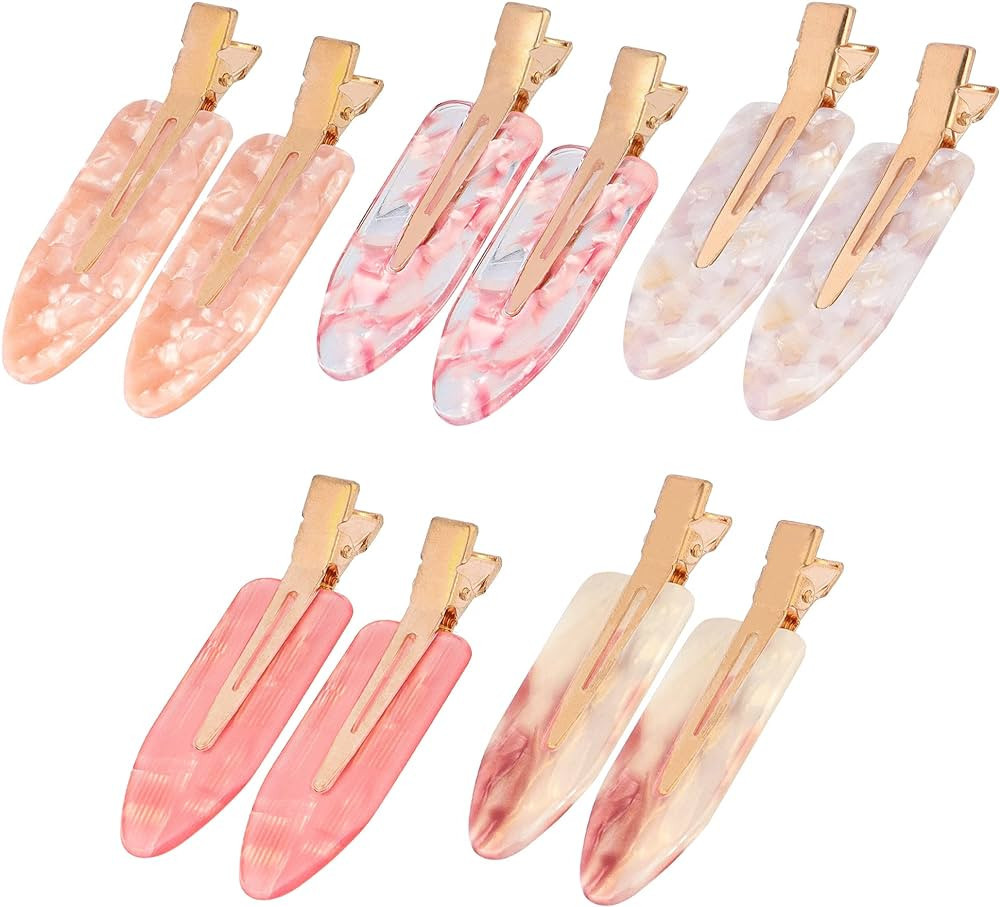 Magicsky 10PCS No Bend Hair Clips for Styling, Acrylic Resin Flat Clip, No Crease Curl Small Pin,... | Amazon (US)