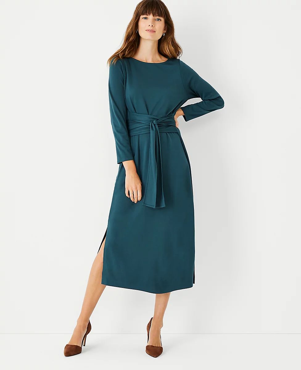 Tie Waist Midi Flare Dress | Ann Taylor (US)