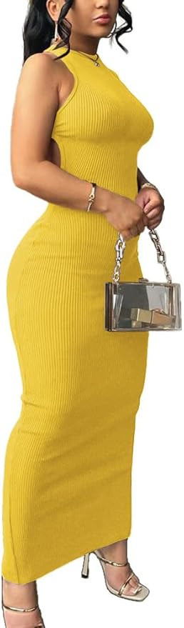 Nimsruc Women Summer Sexy Bodycon Maxi Dress Casual Long Dresses | Amazon (US)