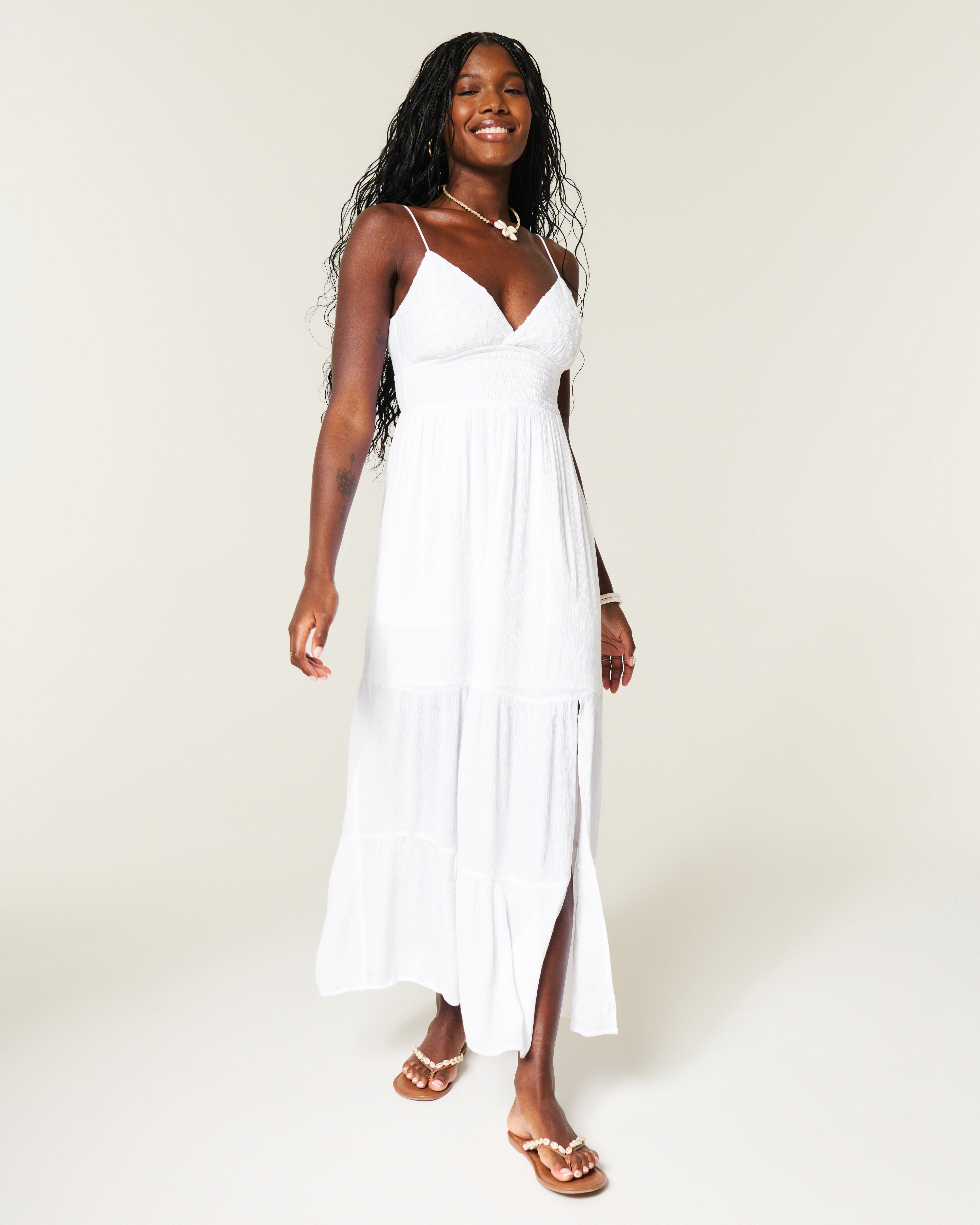 Embroidered Babydoll Maxi Dress | Hollister (US)
