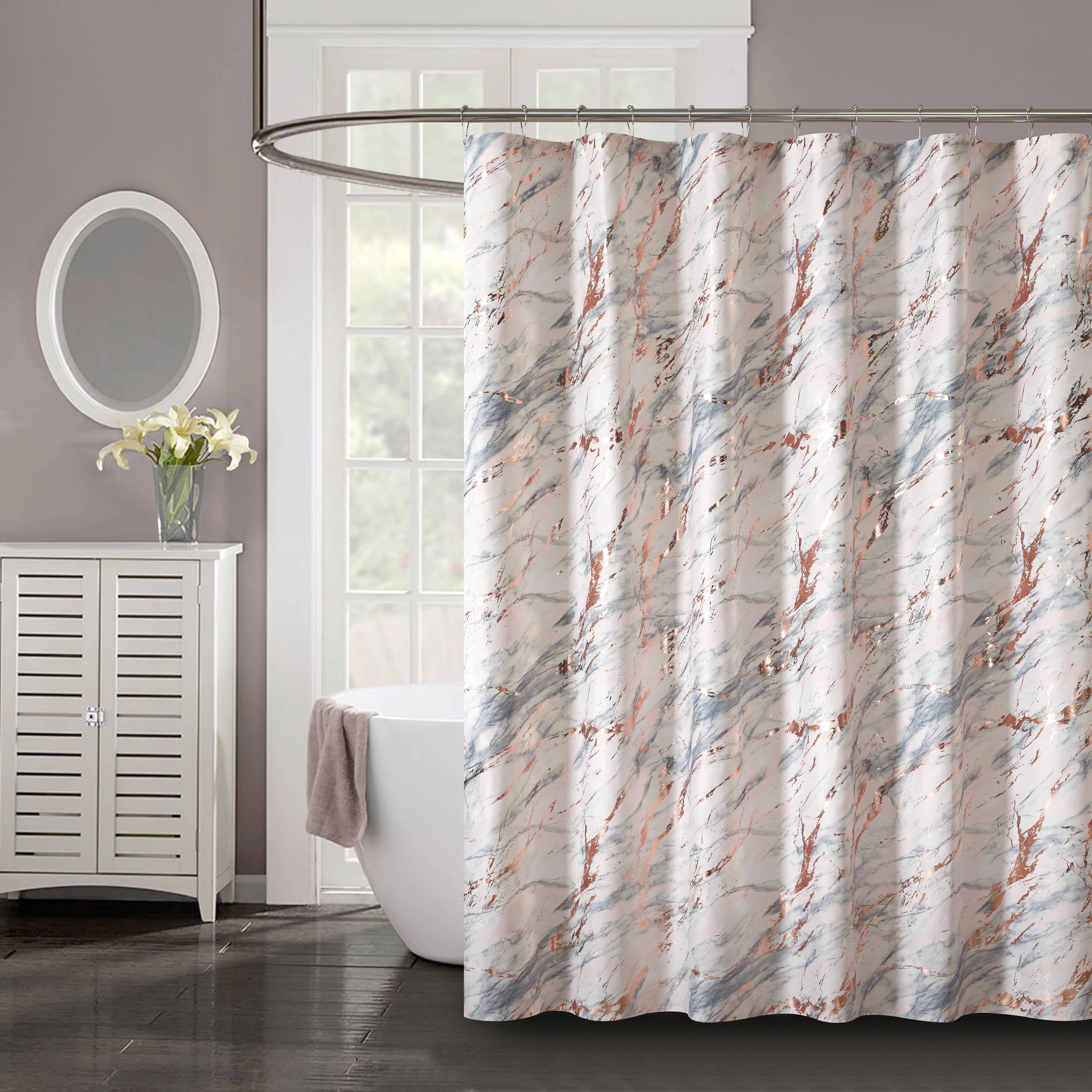 Mainstays Marble Metallic Shower Curtain, Rose Gold Pink, 72" X 72", Polyester | Walmart (US)