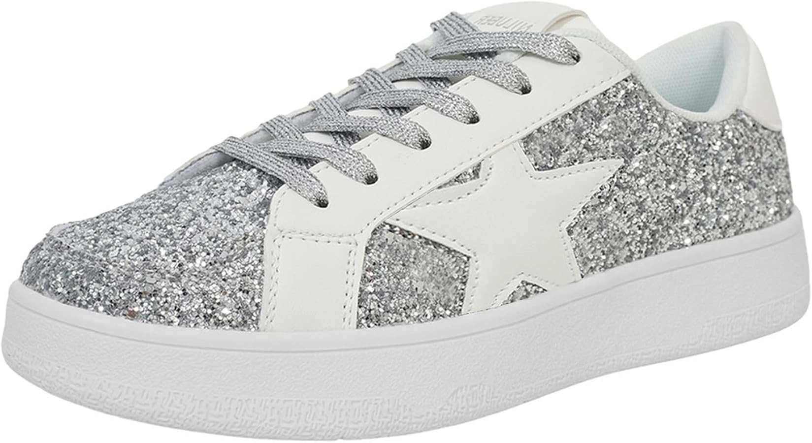 Women's Fashion Star Sneaker Low Top Comfortable Cushioned Fashion Sneakers Lace Up Glitter Platf... | Amazon (US)