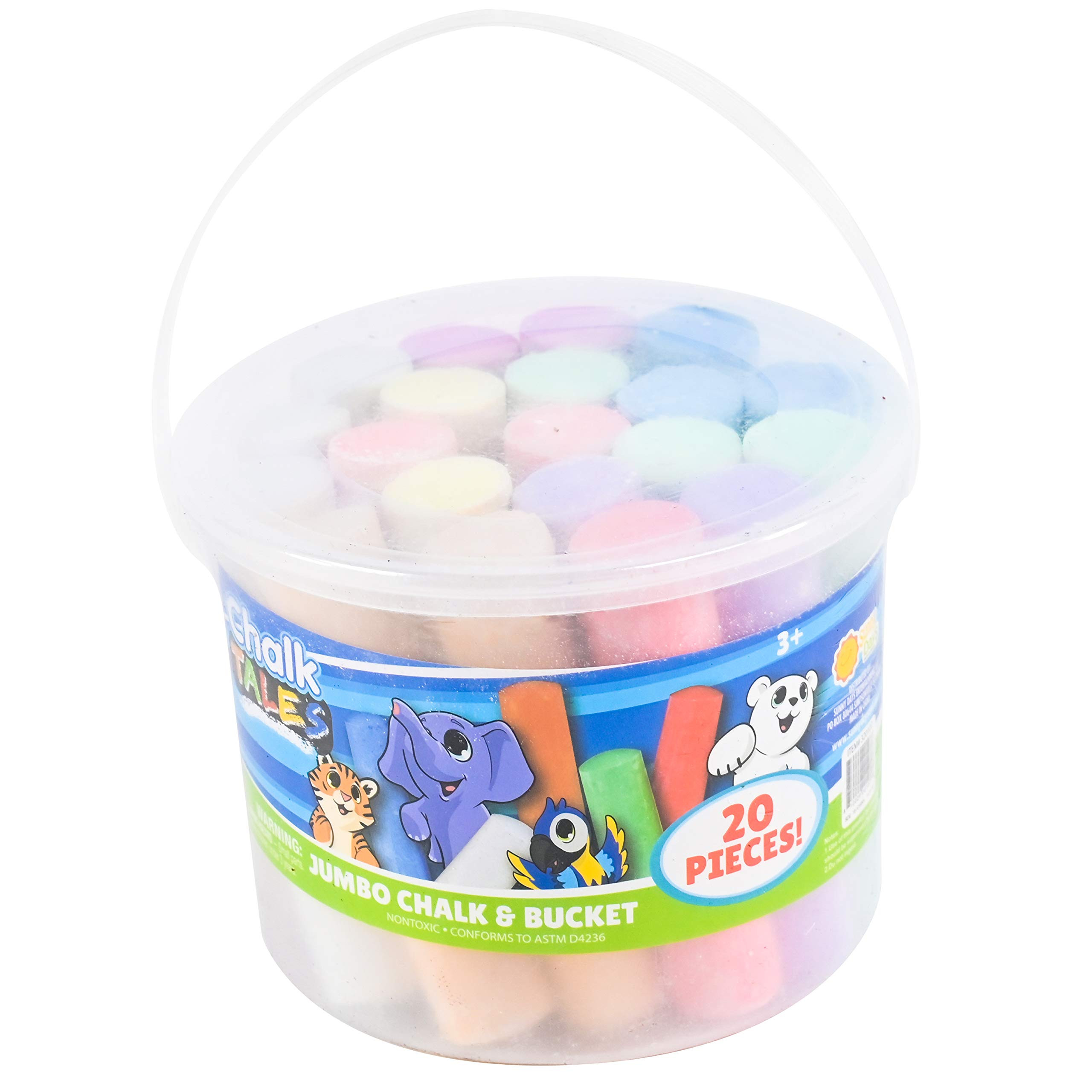 Sunny Days Entertainment Sidewalk Chalk Set for Kids with Storage, Washable, Jumbo Colored Chalk ... | Amazon (US)