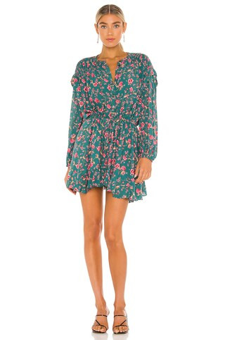 Free People Flower Fields Mini Dress in Emerald Combo from Revolve.com | Revolve Clothing (Global)