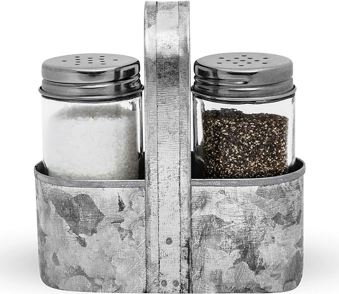 Farmhouse Salt and Pepper Shakers With Caddy Set by Saratoga Home - Add Cute, Rustic Charm to You... | Amazon (US)