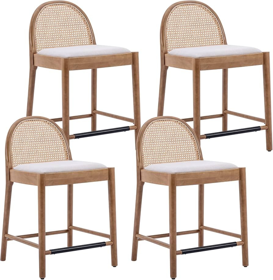 DUOMAY Modern Counter Stools Set of 4, 26 Inch Seat Height Counter Height Barstools Wooden Linen ... | Amazon (US)