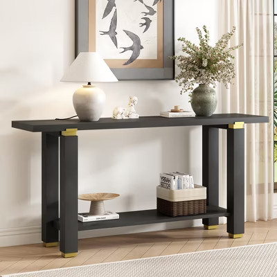 KTMBDW Farmhouse Console Table, 63 Inches Entryway Console Table with Storage, Industrial Hallway Accent Table for Living Room, Entrance, Black | Target