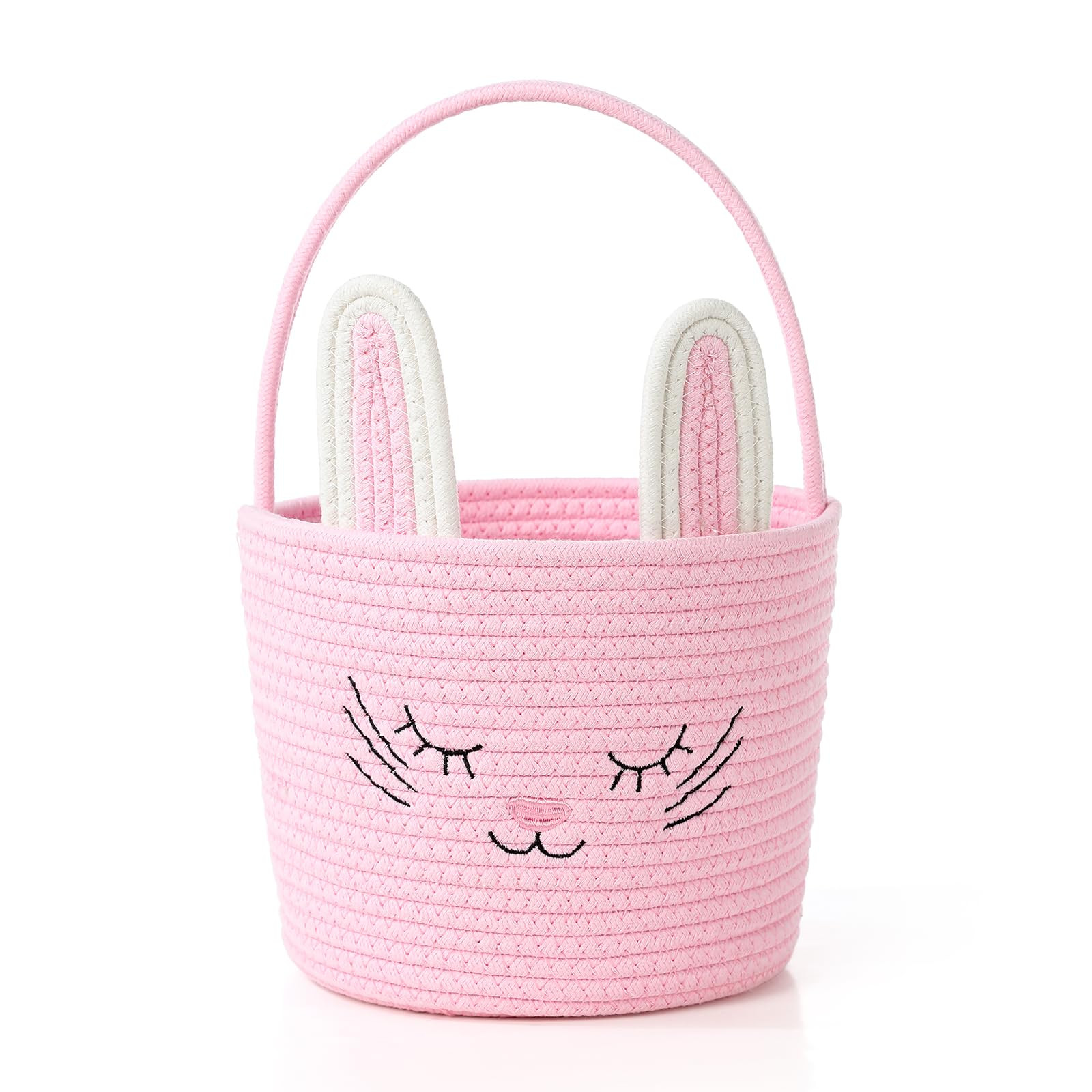 Easter Basket with Handle Woven Baby Gifts Empty Bunny Basket For Girls Boys Kids Gift Baby Showe... | Amazon (US)