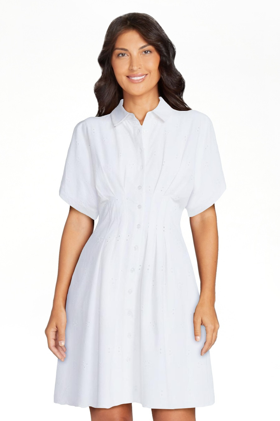 Free Assembly Women's and Women's Plus Cotton Eyelet Corset Mini Shirtdress, Sizes XS-4X | Walmart (US)