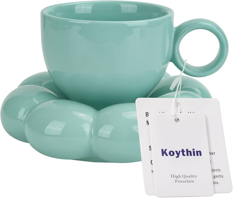 Koythin Ceramic Coffee Mug with Saucer Set, Creative Cute Cup with Sunflower Coaster for Office a... | Amazon (US)