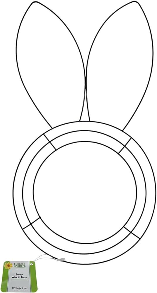 Floral Garden Easter Bunny Head Shaped Wire Wreath Form - 9.5 x 17 Inches, Black | Amazon (US)