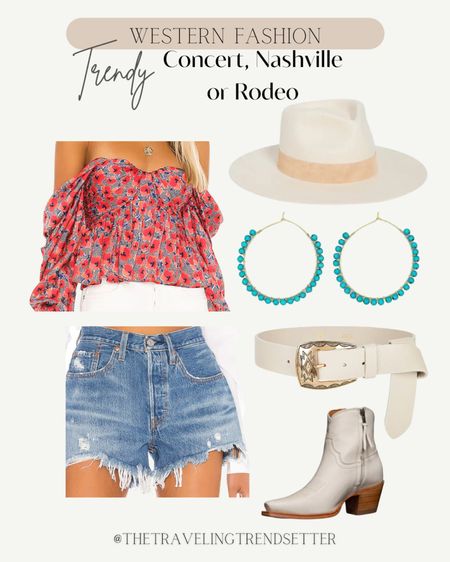 Trendy, rodeo fashion, cowboy hat, cowboy, trucker, hat, fringe bag, gold, hoops, booties, boots, cowgirl, cowboy, jeans, shorts, spring outfit, concert outfit, Nashville outfit, radio outfit, trendy country, concert, outfit, music festival, spring outfit, summer outfit, white blouse, travel outfit, western BoHo chic hippie

#LTKfindsunder50 #LTKstyletip #LTKfindsunder100