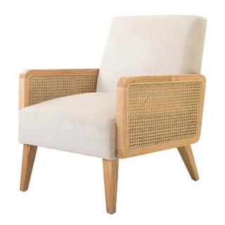 JAYDEN CREATION Delphine Beige Natural Legs Cane Accent Chair HM18223-BEIGE | The Home Depot