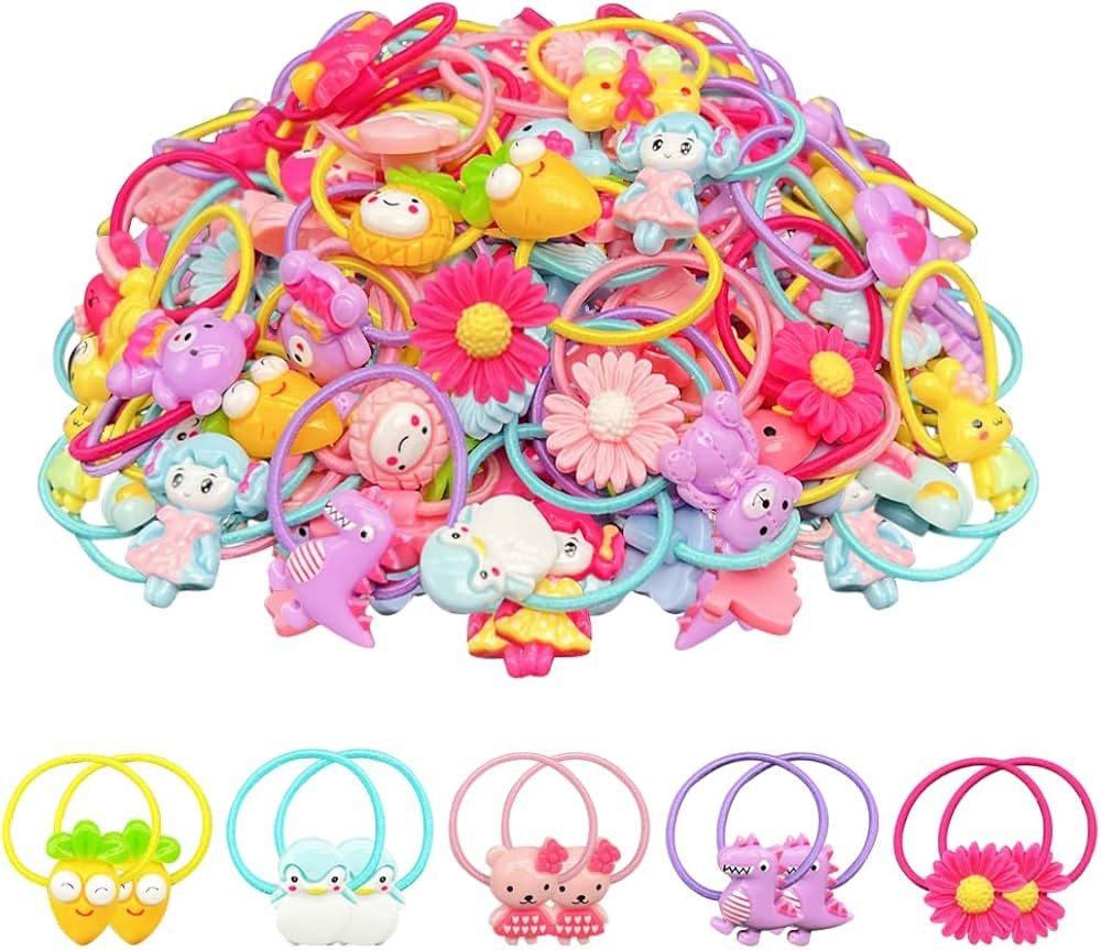 AMMY Colorful Hair Ties for Fine Hair, Small Soft Hair Bands Cute Hair Accessories with Fun Chara... | Amazon (US)