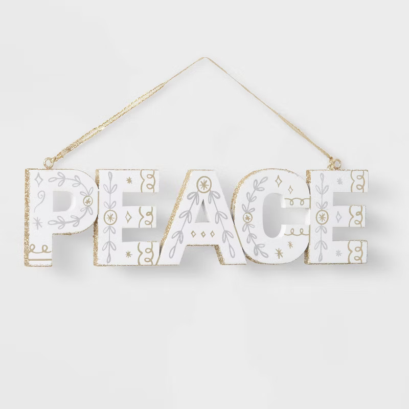 Wood 'Peace' Christmas Tree Ornament White - Wondershop™ | Target