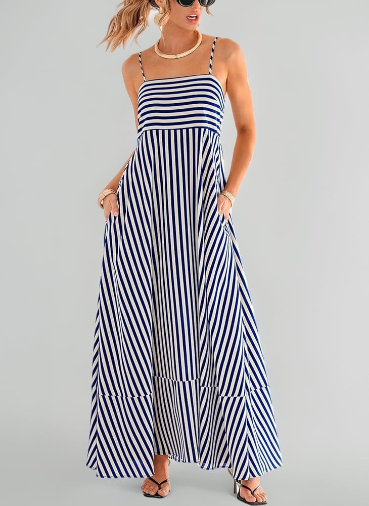 CUPSHE Damen Maxikleid \u00c4rmellos Mit Spaghettitr\u00e4gern Flie\u00dfend Sommer Freizeit Gest... | Amazon (DE)