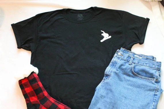 Snowboarding Snowboarder T Shirt Mountains Black Tee Pine | Etsy | Etsy (US)