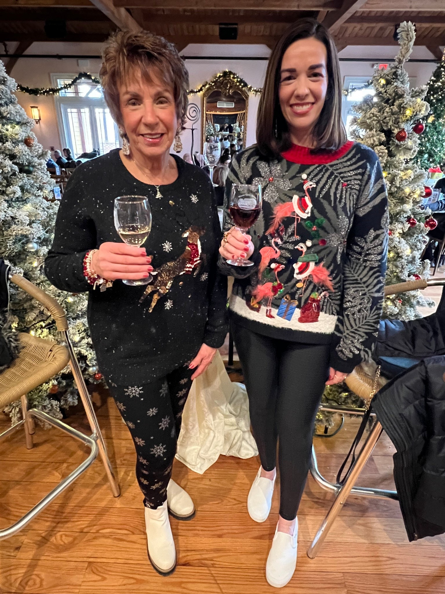 Flamingo sweater (small). Black faux leather leggings (small). White slip on sneakers (8.5). #sweater #flamingosweater #leggings #fauxleatherleggings #blackleggings #leatherleggings #sneakers #whitesneakers #sliponsneakers #holidayoutfit #holidayoutfit #holidayaccessories 
holiday outfits women
holiday party outfits 
holiday accessories 

#LTKSeasonal #LTKHoliday #LTKFindsUnder100