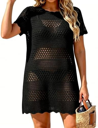 Women Swimsuit Coverup Crochet Bathing Suit Beach Cover Ups 2026 Summer Knit Bikini Beachwear Pul... | Amazon (US)